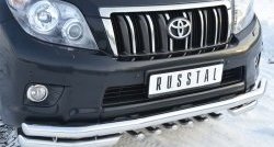 28 449 р. Защита переднего бампера (2 трубы Ø63 мм с зубами, нержавейка) SLITKOFF  Toyota Land Cruiser Prado  J150 (2009-2013) дорестайлинг  с доставкой в г. Керчь. Увеличить фотографию 2