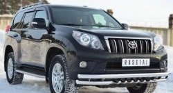 28 449 р. Защита переднего бампера (2 трубы Ø63 мм с зубами, нержавейка) SLITKOFF  Toyota Land Cruiser Prado  J150 (2009-2013) дорестайлинг  с доставкой в г. Керчь. Увеличить фотографию 4