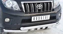 29 899 р. Защита переднего бампера (2 трубы Ø76 мм с зубами, нержавейка) SLITKOFF  Toyota Land Cruiser Prado  J150 (2009-2013) дорестайлинг  с доставкой в г. Керчь. Увеличить фотографию 2