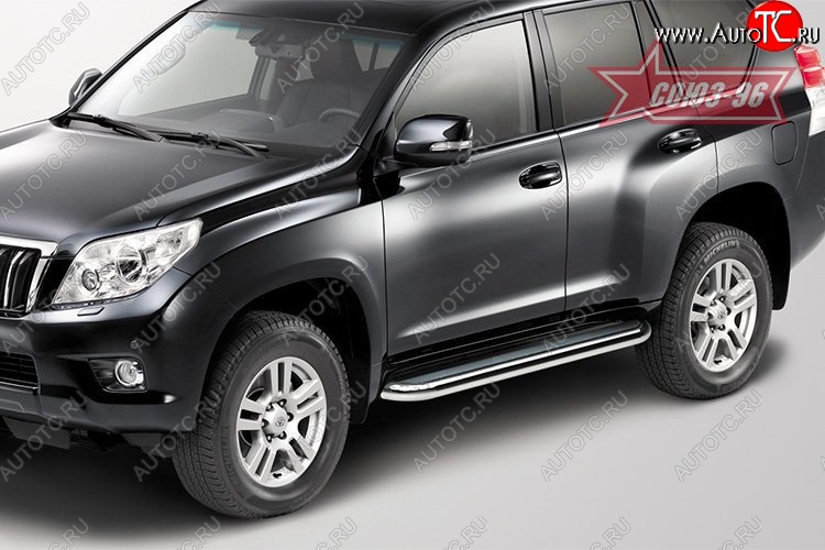 39 149 р. Защита порогов с листом Souz-96 (d76). Toyota Land Cruiser Prado J150 дорестайлинг (2009-2013)  с доставкой в г. Керчь