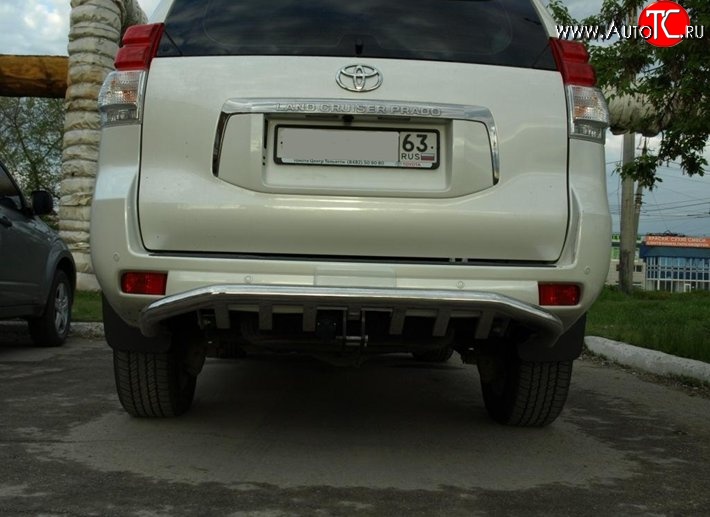 11 499 р. Защита заднего бампера d76 мм с изгибом Металл Дизайн Toyota Land Cruiser Prado J150 дорестайлинг (2009-2013) (полированная нержавейка)  с доставкой в г. Керчь