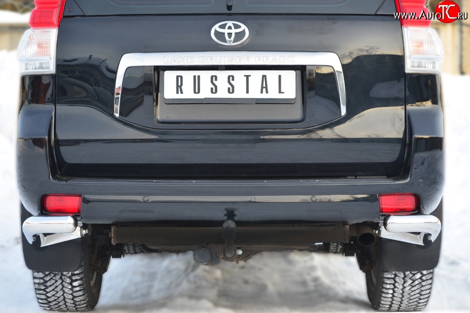 11 999 р. Защита заднего бампера (Ø76 мм уголки, нержавейка) SLITKOFF Toyota Land Cruiser Prado J150 дорестайлинг (2009-2013)  с доставкой в г. Керчь