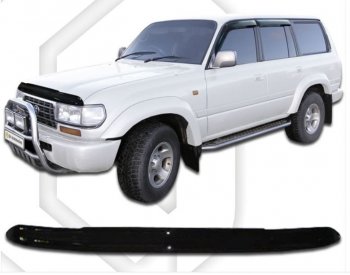 2 699 р. Дефлектор капота CA-Plastic Toyota Land Cruiser 80 (1989-1997) (серия Classic черный, Без надписи)  с доставкой в г. Керчь. Увеличить фотографию 2