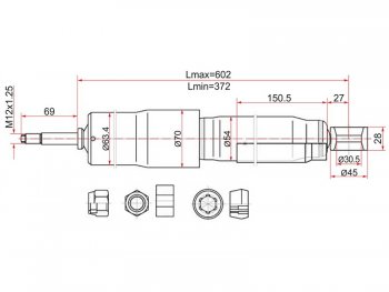 Амортизатор задний LH=RH SAT Toyota Land Cruiser  80 (1989-1997)