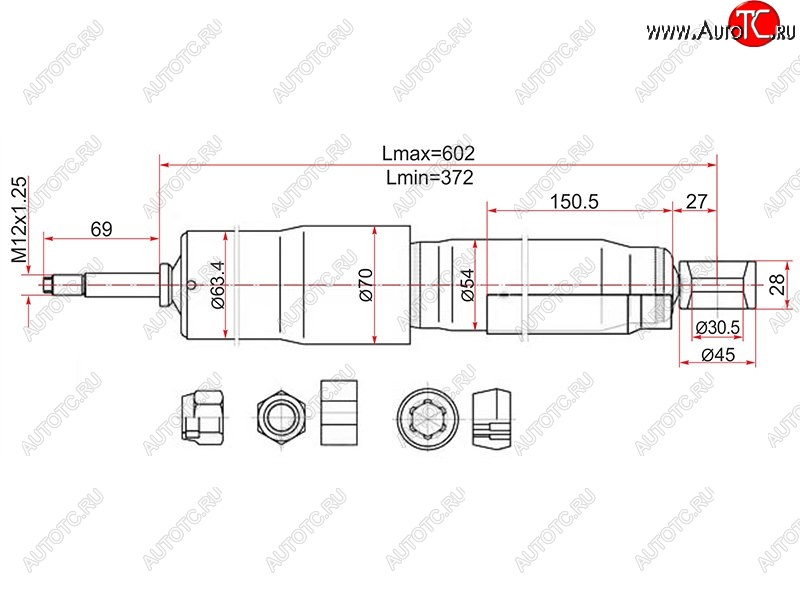 2 469 р. Амортизатор задний LH=RH SAT  Toyota Land Cruiser  80 (1989-1997)  с доставкой в г. Керчь