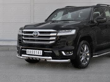 36 749 р. Защита переднего бампера (Ø76 мм с клыками, нержавейка, 70TH ANNIVERSARY) SLITKOFF Toyota Land Cruiser J300 дорестайлинг (2021-2025)  с доставкой в г. Керчь. Увеличить фотографию 2