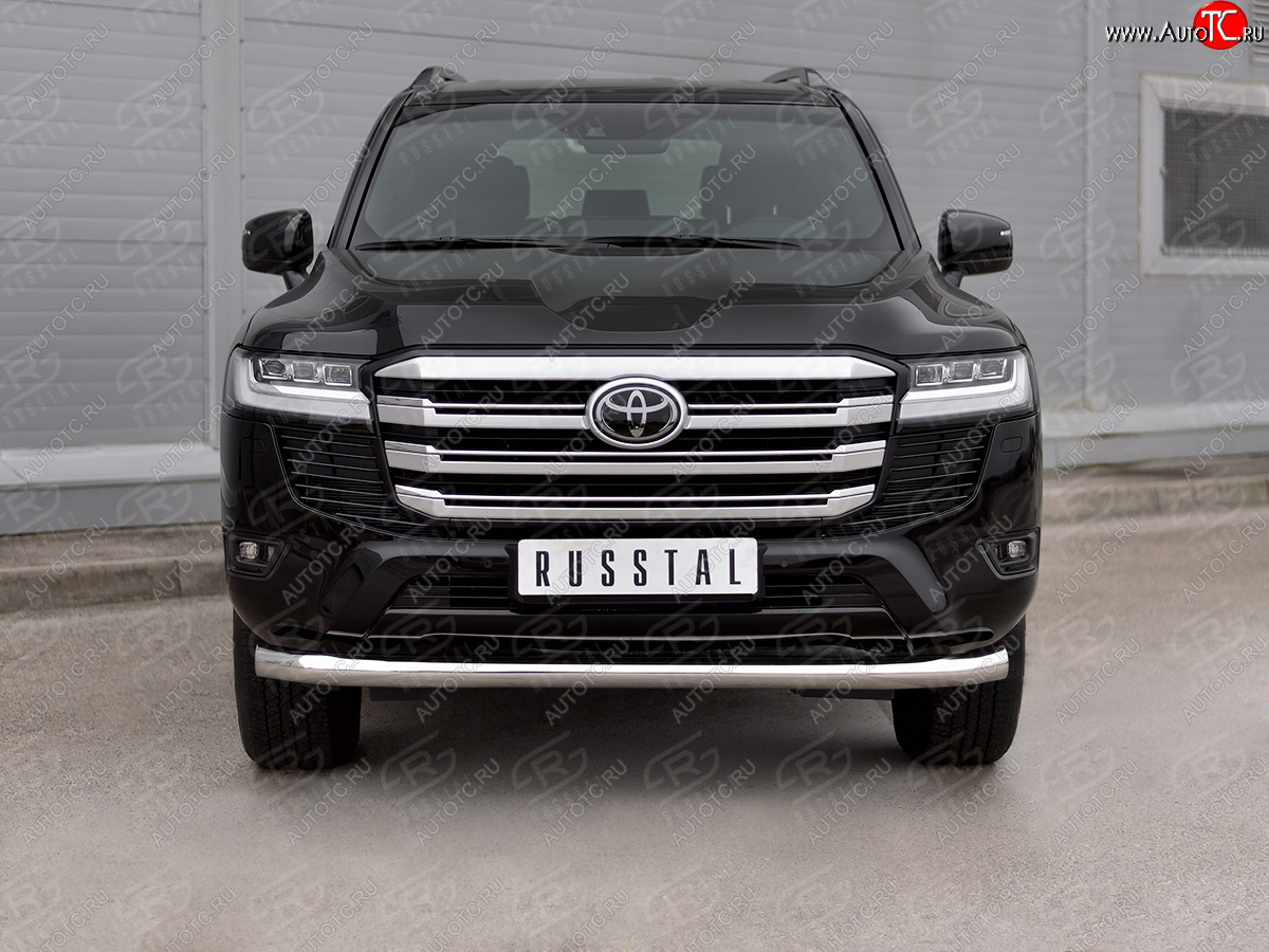 21 999 р. Защита переднего бампера (Ø76 мм, нержавейка) SLITKOFF Toyota Land Cruiser J300 дорестайлинг (2021-2025)  с доставкой в г. Керчь