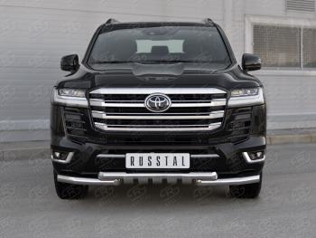 31 549 р. Защита переднего бампера (Ø63 мм с клыками, нержавейка, 70TH ANNIVERSARY) SLITKOFF Toyota Land Cruiser J300 дорестайлинг (2021-2025)  с доставкой в г. Керчь. Увеличить фотографию 2