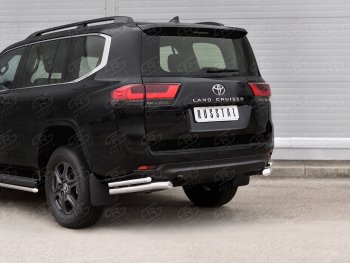 21 949 р. Защита заднего бампера (2 трубы Ø63 и 42 мм, нержавейка) SLITKOFF  Toyota Land Cruiser  J300 (2021-2025) дорестайлинг  с доставкой в г. Керчь. Увеличить фотографию 2