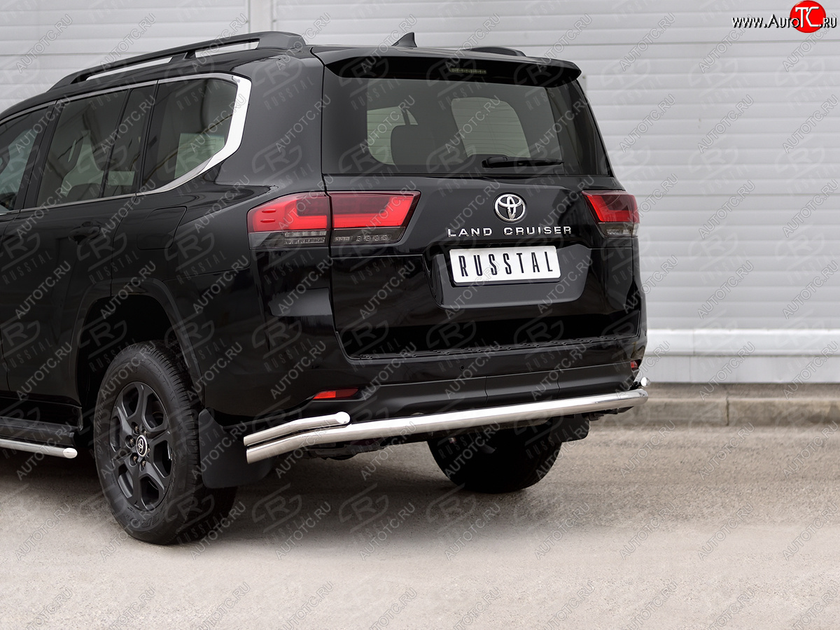 22 549 р. Защита заднего бампера (2 трубы Ø63 и 42 мм, нержавейка)  Toyota Land Cruiser  J300 (2021-2025) дорестайлинг  с доставкой в г. Керчь