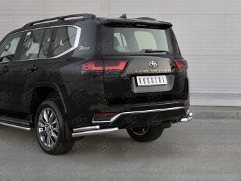 21 749 р. Защита заднего бампера (Ø63 мм уголки, нержавейка, 70TH ANNIVERSARY) SLITKOFF  Toyota Land Cruiser  J300 (2021-2025) дорестайлинг  с доставкой в г. Керчь. Увеличить фотографию 2