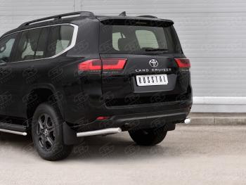 Защита заднего бампера (Ø63 мм, нержавейка) SLITKOFF Toyota Land Cruiser  J300 (2021-2025) дорестайлинг