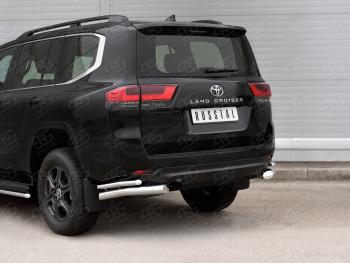 24 599 р. Защита заднего бампера (2 трубы, Ø76 и 42 мм, нержавейка)  Toyota Land Cruiser  J300 (2021-2025) дорестайлинг (полированная нержавейка)  с доставкой в г. Керчь. Увеличить фотографию 2