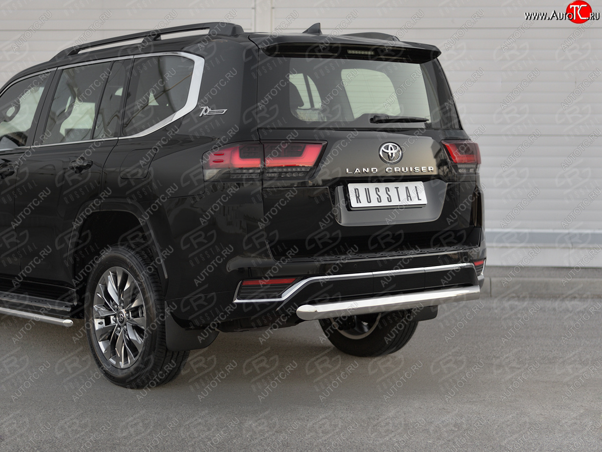 18 699 р. Защита заднего бампера (Ø76 мм, нержавейка, 70TH ANNIVERSARY) SLITKOFF  Toyota Land Cruiser  J300 (2021-2025) дорестайлинг  с доставкой в г. Керчь