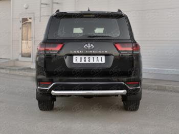 18 699 р. Защита заднего бампера (Ø76 мм, нержавейка, 70TH ANNIVERSARY) SLITKOFF  Toyota Land Cruiser  J300 (2021-2025) дорестайлинг  с доставкой в г. Керчь. Увеличить фотографию 2