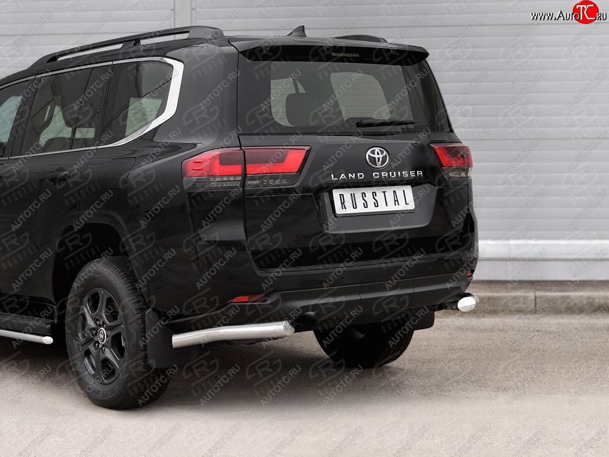21 549 р. Защита заднего бампера (Ø76 мм уголки, нержавейка)  Toyota Land Cruiser  J300 (2021-2025) дорестайлинг (полированная нержавейка)  с доставкой в г. Керчь