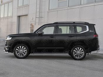 14 999 р. Защита порогов (Ø42 мм, 70TH ANNIVERSARY) SLITKOFF  Toyota Land Cruiser  J300 (2021-2025) дорестайлинг (полированная нержавейка)  с доставкой в г. Керчь. Увеличить фотографию 3