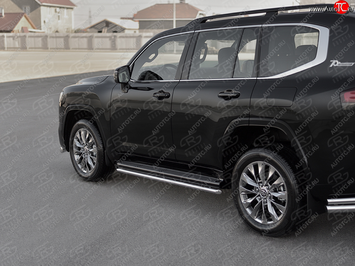 16 999 р. Защита порогов (Ø42 мм, нержавейка) SLITKOFF  Toyota Land Cruiser  J300 (2021-2025) дорестайлинг  с доставкой в г. Керчь