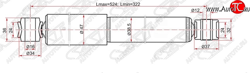 1 569 р. Амортизатор задний SAT (устанавливается на левую или правую сторону) Toyota LiteAce Noah (1996-2001)  с доставкой в г. Керчь