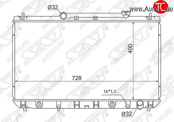 5 699 р. Радиатор двигателя SAT (пластинчатый, 2.2, МКПП/АКПП) Toyota Mark 2 Qualis седан (1997-2002)  с доставкой в г. Керчь