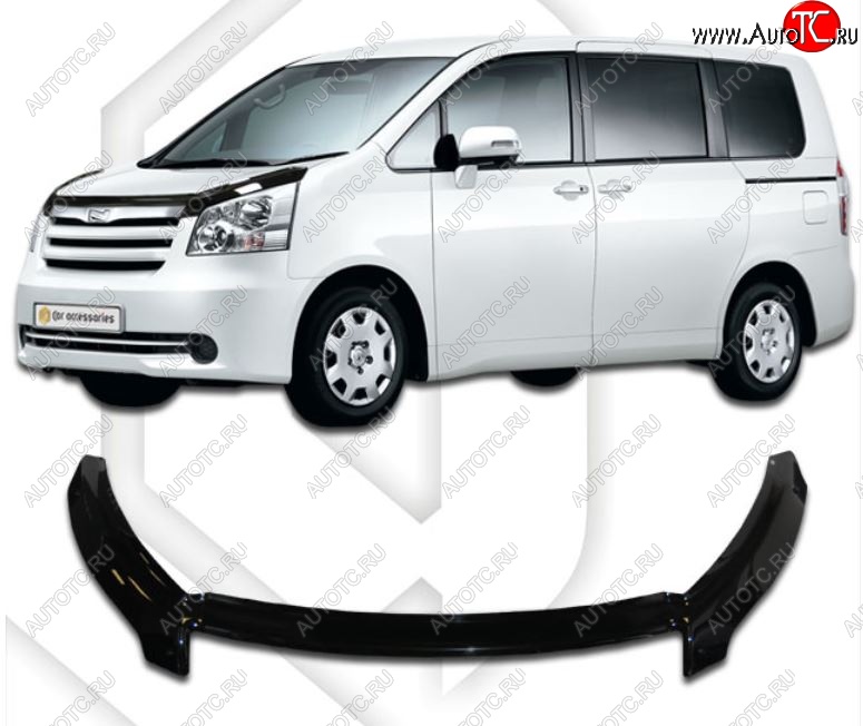 2 599 р. Дефлектор капота CA-Plastiс exclusive Toyota Noah 2 дорестайлинг (2007-2010) (серия Classic черный, Без надписи)  с доставкой в г. Керчь