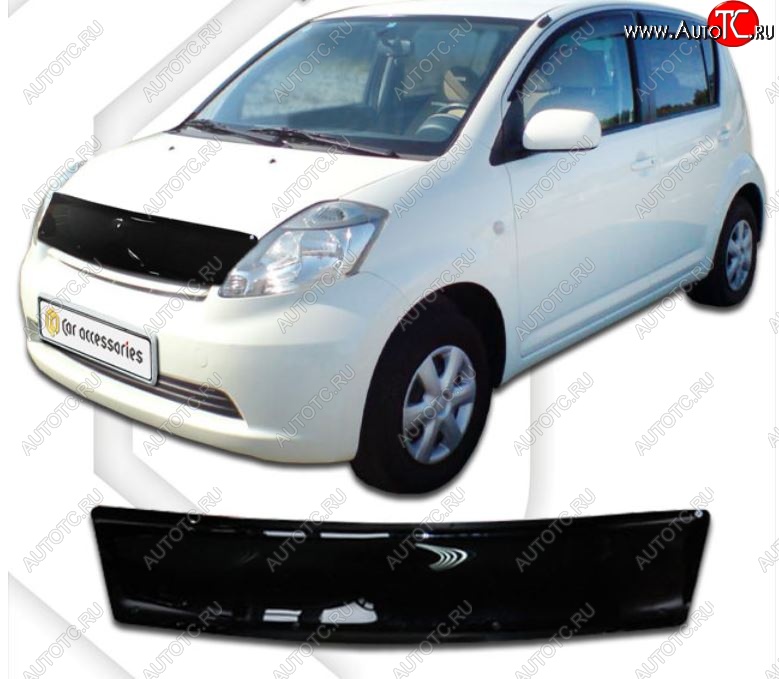 1 999 р. Дефлектор капота CA-Plastiс Toyota Passo 1 (2004-2010) (Classic черный, Без надписи)  с доставкой в г. Керчь