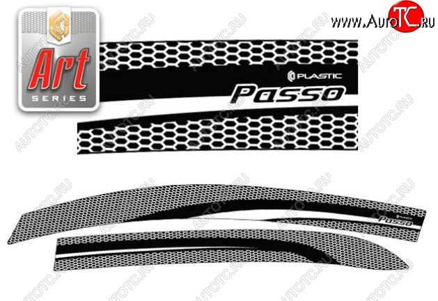2 199 р. Дефлектора окон CA-Plastiс  Toyota Passo  2 (2010-2016) (Серия Art белая)  с доставкой в г. Керчь