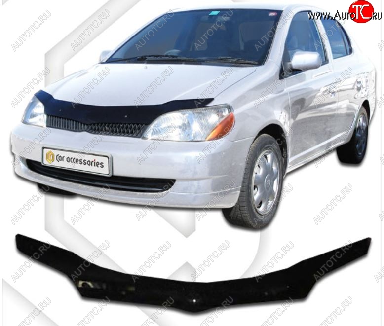 1 999 р. Дефлектор капота CA-Plastic Toyota Platz (1999-2002) (Classic черный, Без надписи)  с доставкой в г. Керчь