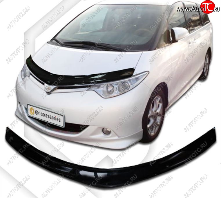 2 079 р. Дефлектор капота CA-Plastiс Toyota Previa 3 дорестайлинг (2006-2009) (Classic черный, Без надписи)  с доставкой в г. Керчь