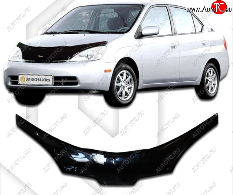 2 599 р. Дефлектор капота CA-Plastiс exclusive Toyota Prius XW10 дорестайлинг (1997-2000) (Classic черный, Без надписи)  с доставкой в г. Керчь