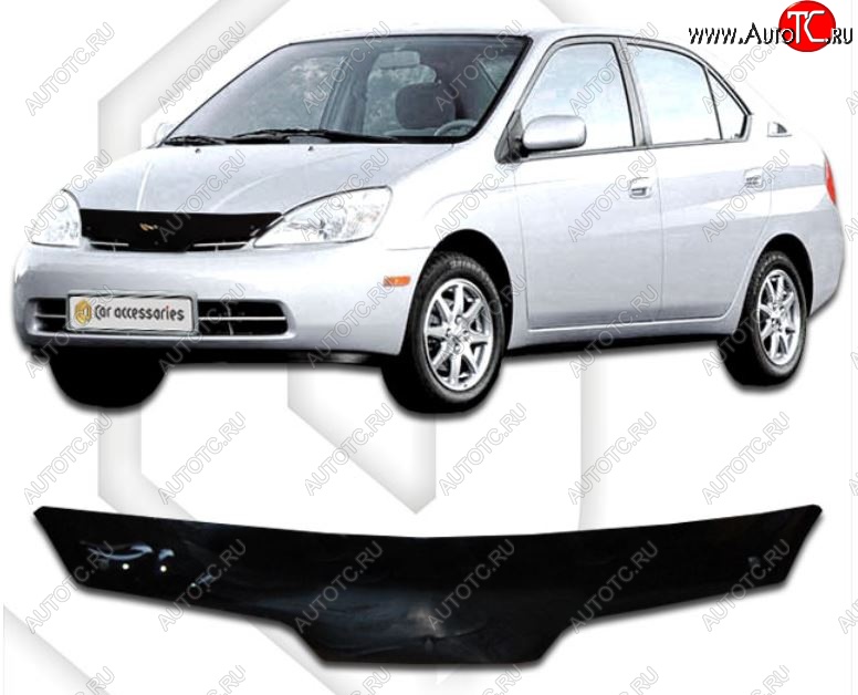 1 839 р. Дефлектор капота CA-Plastiс Toyota Prius XW10 дорестайлинг (1997-2000) (Classic черный, Без надписи)  с доставкой в г. Керчь