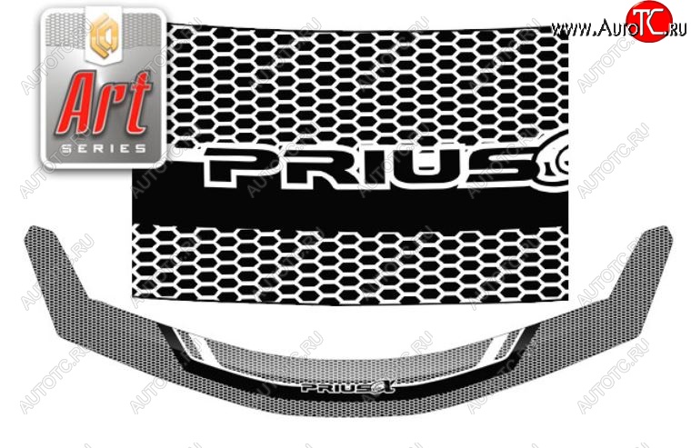 2 199 р. Дефлектор капота CA-Plastiс  Toyota Prius  Alfa лифтбек (2011-2015) рестайлинг (Серия Art серебро)  с доставкой в г. Керчь