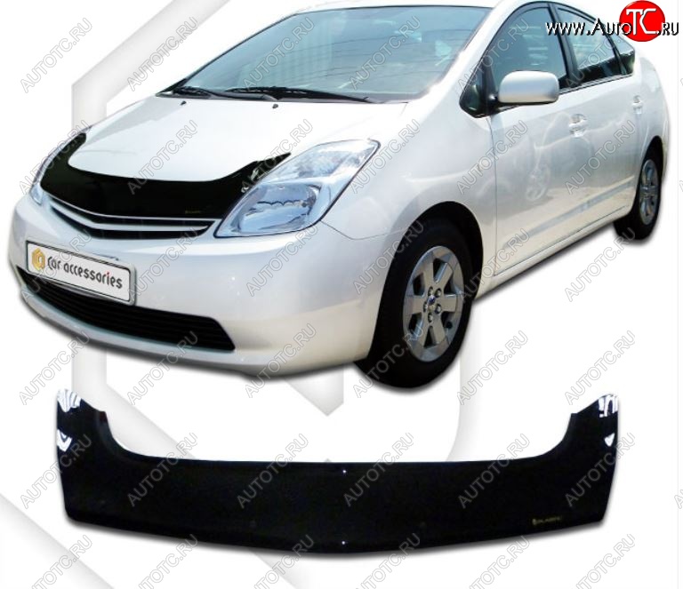 2 599 р. Дефлектор капота (exclusive правый руль) CA-Plastiс  Toyota Prius XW20 дорестайлинг (2003-2005) (серия Classic черный, Без надписи)  с доставкой в г. Керчь