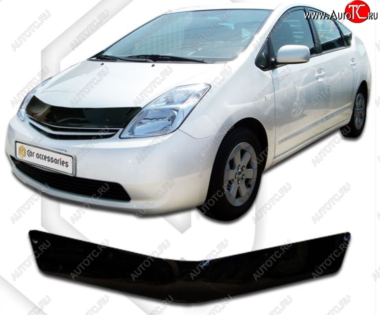 1 899 р. Дефлектор капота (правый руль) CA-Plastiс Toyota Prius XW20 дорестайлинг (2003-2005) (серия Classic черный, Без надписи)  с доставкой в г. Керчь