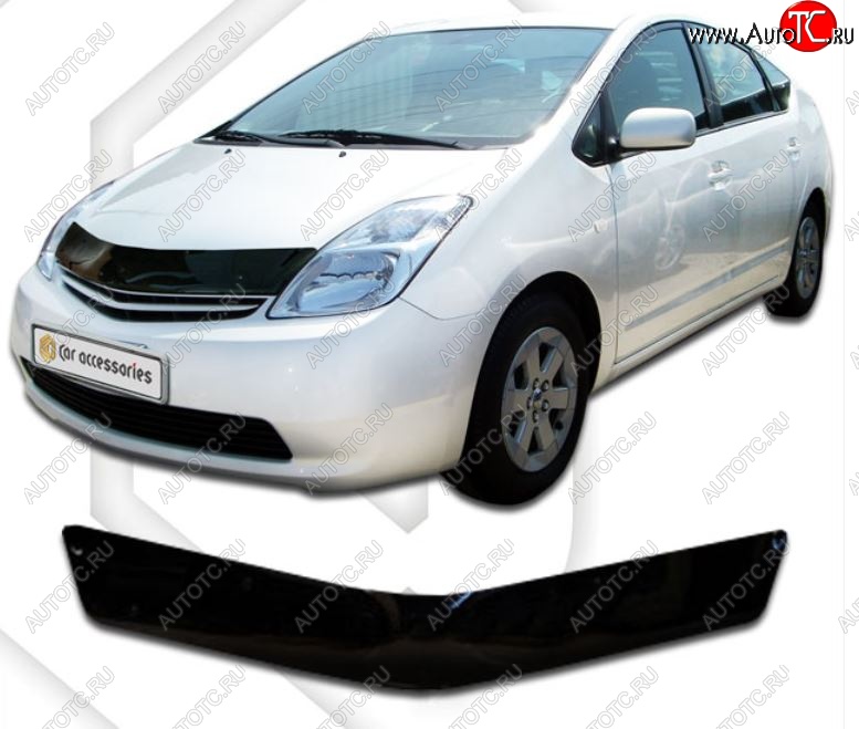 1 899 р. Дефлектор капота (левый руль) CA-Plastiс Toyota Prius XW20 дорестайлинг (2003-2005) (серия Classic черный, Без надписи)  с доставкой в г. Керчь