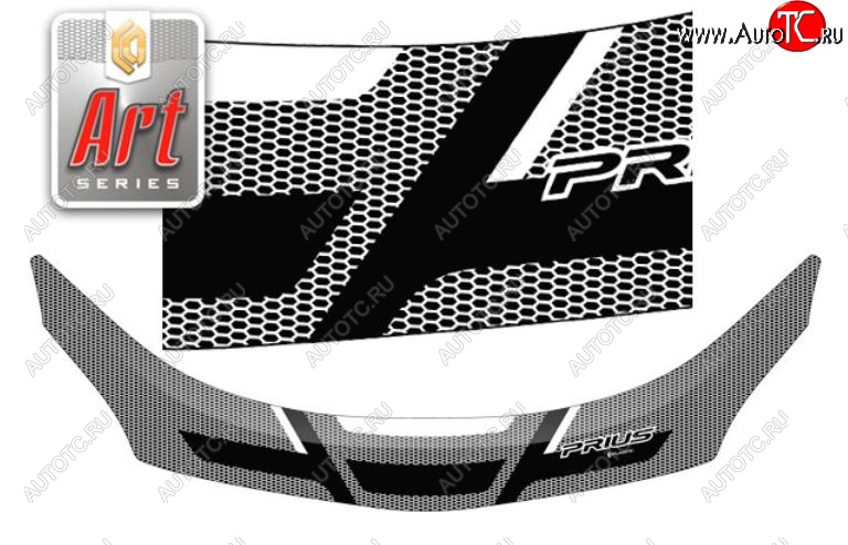 2 599 р. Дефлектор капота CA-Plastiс exclusive  Toyota Prius  XW30 (2009-2011) дорестайлинг (Серия Art графит)  с доставкой в г. Керчь