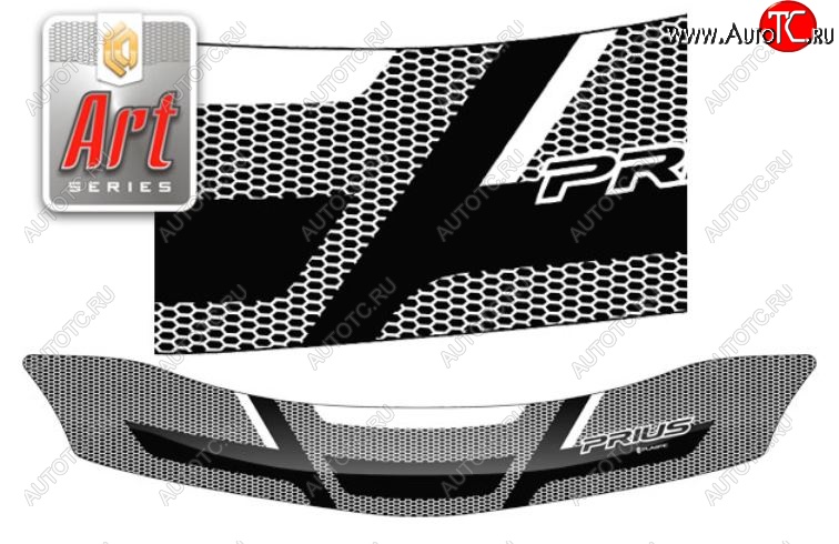 2 199 р. Дефлектор капота CA-Plastiс  Toyota Prius  XW30 (2009-2011) дорестайлинг (Серия Art серебро)  с доставкой в г. Керчь