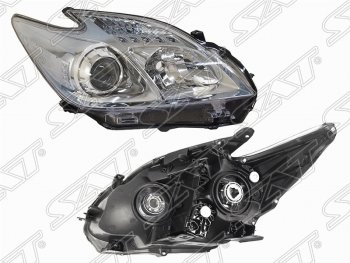 Правая фара передняя SAT (хром) Toyota Prius  XW30 (2012-2016) рестайлинг лифтбэк