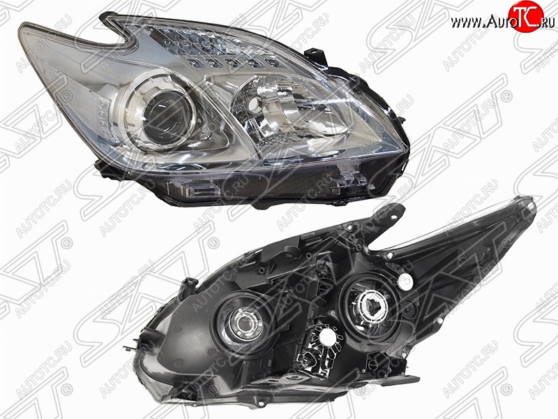 4 949 р. Правая фара передняя SAT (хром)  Toyota Prius  XW30 (2012-2016) рестайлинг лифтбэк  с доставкой в г. Керчь