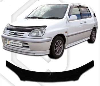 2 159 р. Дефлектор капота CA-Plastiс Toyota Raum (1997-2003) (серия Classic черный, Без надписи)  с доставкой в г. Керчь. Увеличить фотографию 2