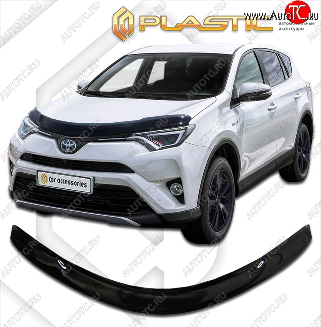 1 999 р. Дефлектор капота CA-Plastic  Toyota RAV4  XA40 (2015-2019) 5 дв. рестайлинг (Classic черный, Без надписи)  с доставкой в г. Керчь