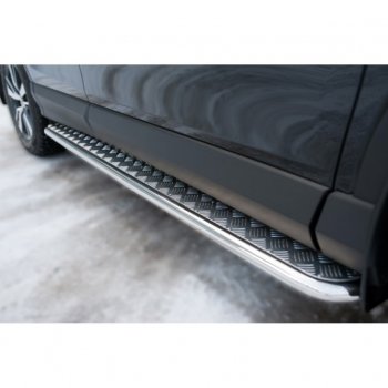 22 949 р. Пороги труба d42 с листом (Лист алюм,проф.сталь)(v2) SLITKOFF  Toyota RAV4  XA40 (2015-2019) 5 дв. рестайлинг  с доставкой в г. Керчь. Увеличить фотографию 2