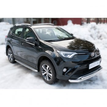 22 949 р. Пороги труба d42 с листом (Лист алюм,проф.сталь)(v2) SLITKOFF  Toyota RAV4  XA40 (2015-2019) 5 дв. рестайлинг  с доставкой в г. Керчь. Увеличить фотографию 4