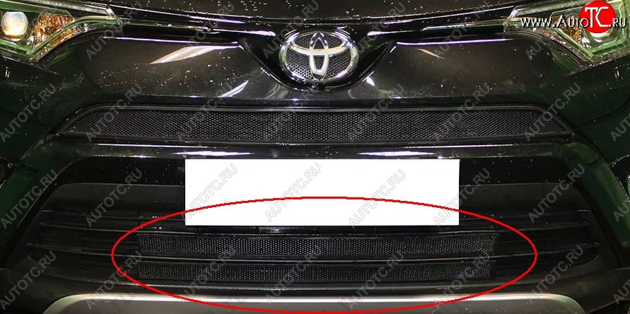 1 789 р. Нижняя решётка в воздуховод автомобиля Russtal (черная) Toyota RAV4 XA40 5 дв. рестайлинг (2015-2019)  с доставкой в г. Керчь