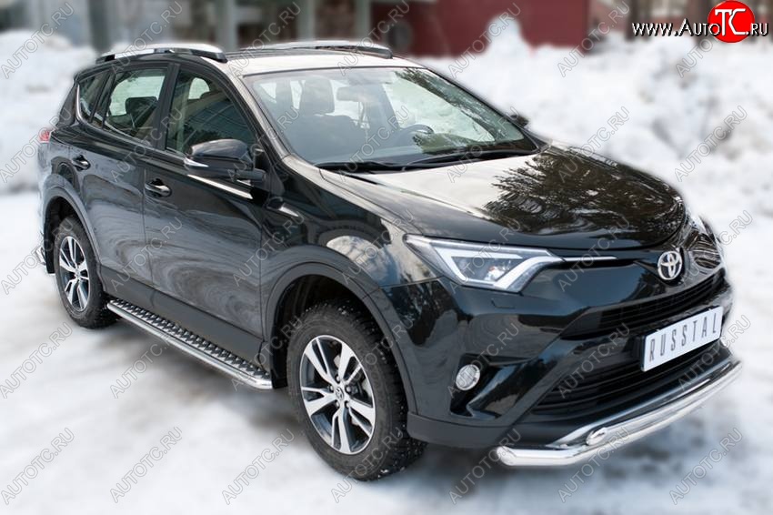 34 999 р. Широкая защита порогов с трубой диаметром 42 мм SLITKOFF v3  Toyota RAV4  XA40 (2015-2019) 5 дв. рестайлинг  с доставкой в г. Керчь