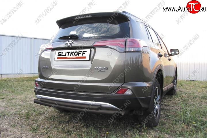 7 749 р. Защита задняя Slitkoff  Toyota RAV4  XA40 (2015-2019) 5 дв. рестайлинг (Цвет: серебристый)  с доставкой в г. Керчь