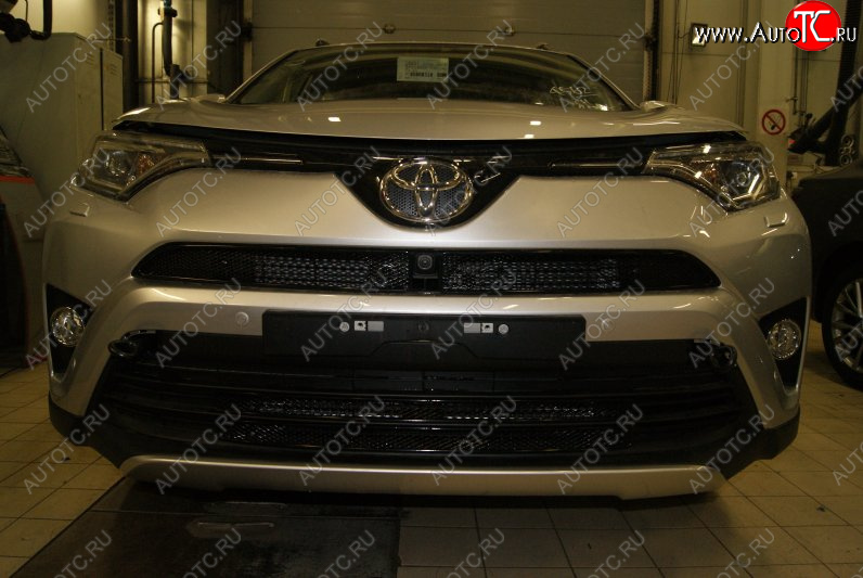 1 199 р. Сетка на бампер внешняя Arbori для автомобилей с камерой  Toyota RAV4  XA40 (2015-2019) 5 дв. рестайлинг (Черная 15 мм)  с доставкой в г. Керчь