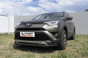 10 749 р. Защита переднего бампера Slitkoff (Ø57 мм) Toyota RAV4 XA40 5 дв. рестайлинг (2015-2019) (Нержавейка полированная)  с доставкой в г. Керчь. Увеличить фотографию 2