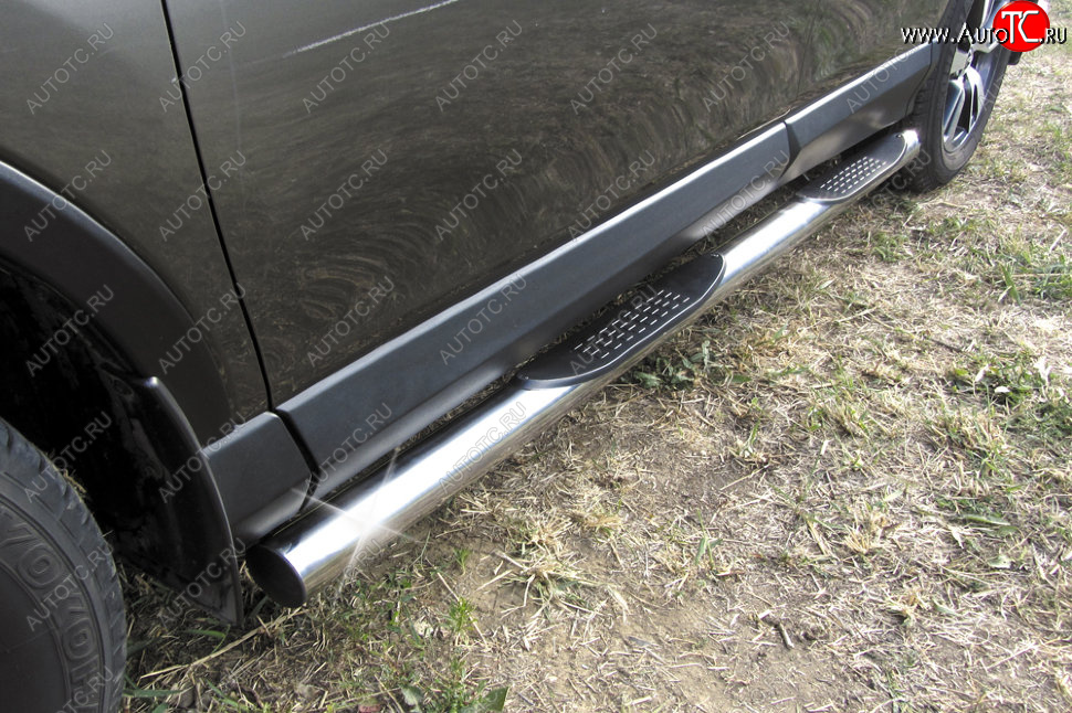 15 999 р. Защита порогов Slitkoff (Ø76 мм, с проступями)  Toyota RAV4  XA40 (2015-2019) 5 дв. рестайлинг (Нержавейка полированная)  с доставкой в г. Керчь