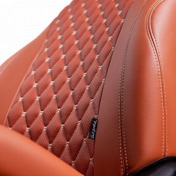 14 999 р. Чехлы для сидений Lord Autofashion Байрон (экокожа, 60/40, подлокотник, 3 Г-образных подголовника)  Toyota RAV4  XA40 (2012-2019) 5 дв. дорестайлинг, 5 дв. рестайлинг (Коричневый, вставка коричневая, строчка бежевая)  с доставкой в г. Керчь. Увеличить фотографию 4